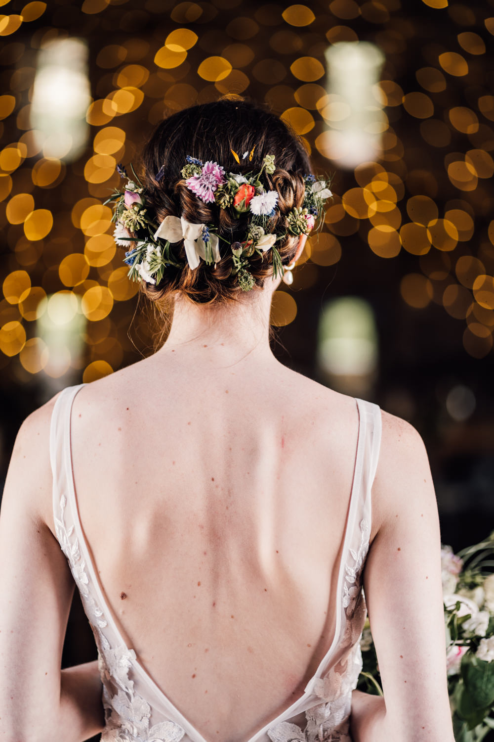Bride Hairstyle Up Do Flowers Bridal Barn Wedding Bowl Of Corks