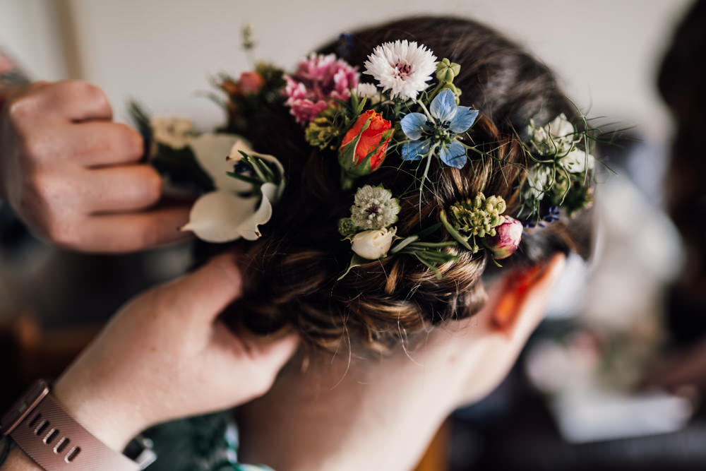 Bride Hairstyle Up Do Flowers Bridal Barn Wedding Bowl Of Corks