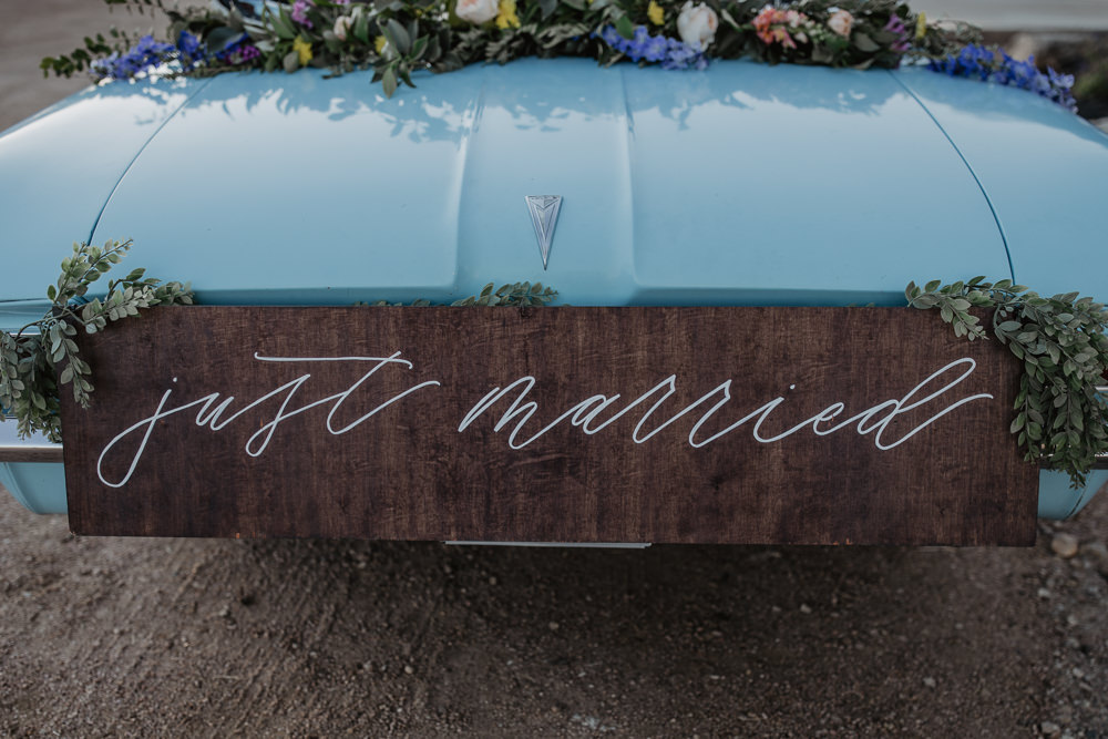 Car Transport Just Married Blue Colourful Vow Renewal Kaitlin Rodgers Photo