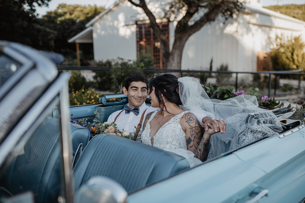 Car Transport Just Married Blue Colourful Vow Renewal Kaitlin Rodgers Photo