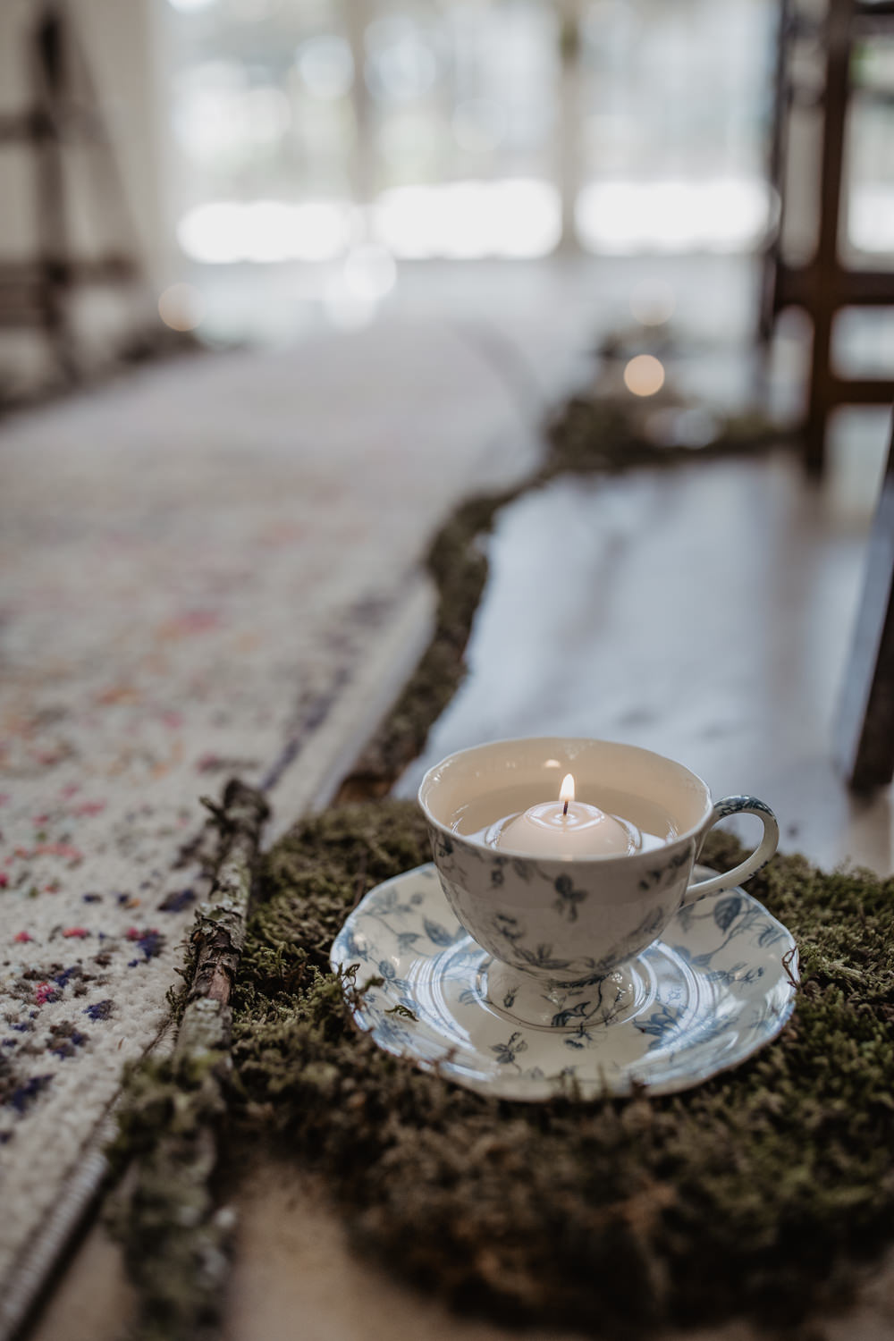 Tea Cup Candles Aisle Ceremony Pew End Colourful Vow Renewal Kaitlin Rodgers Photo