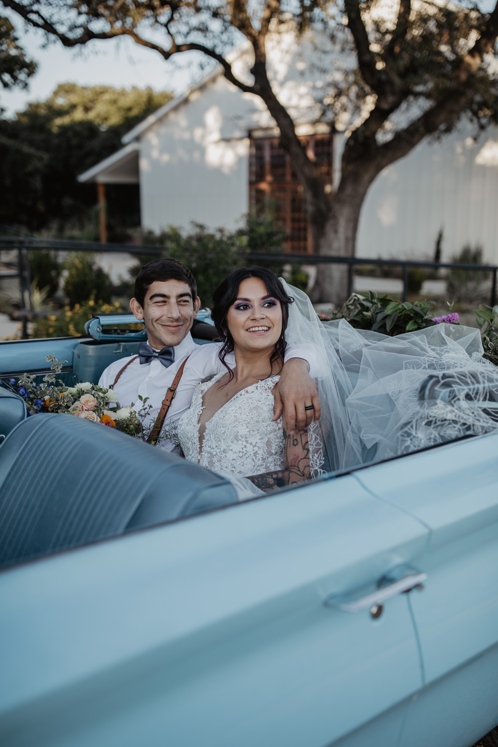 Car Transport Just Married Blue Colourful Vow Renewal Kaitlin Rodgers Photo