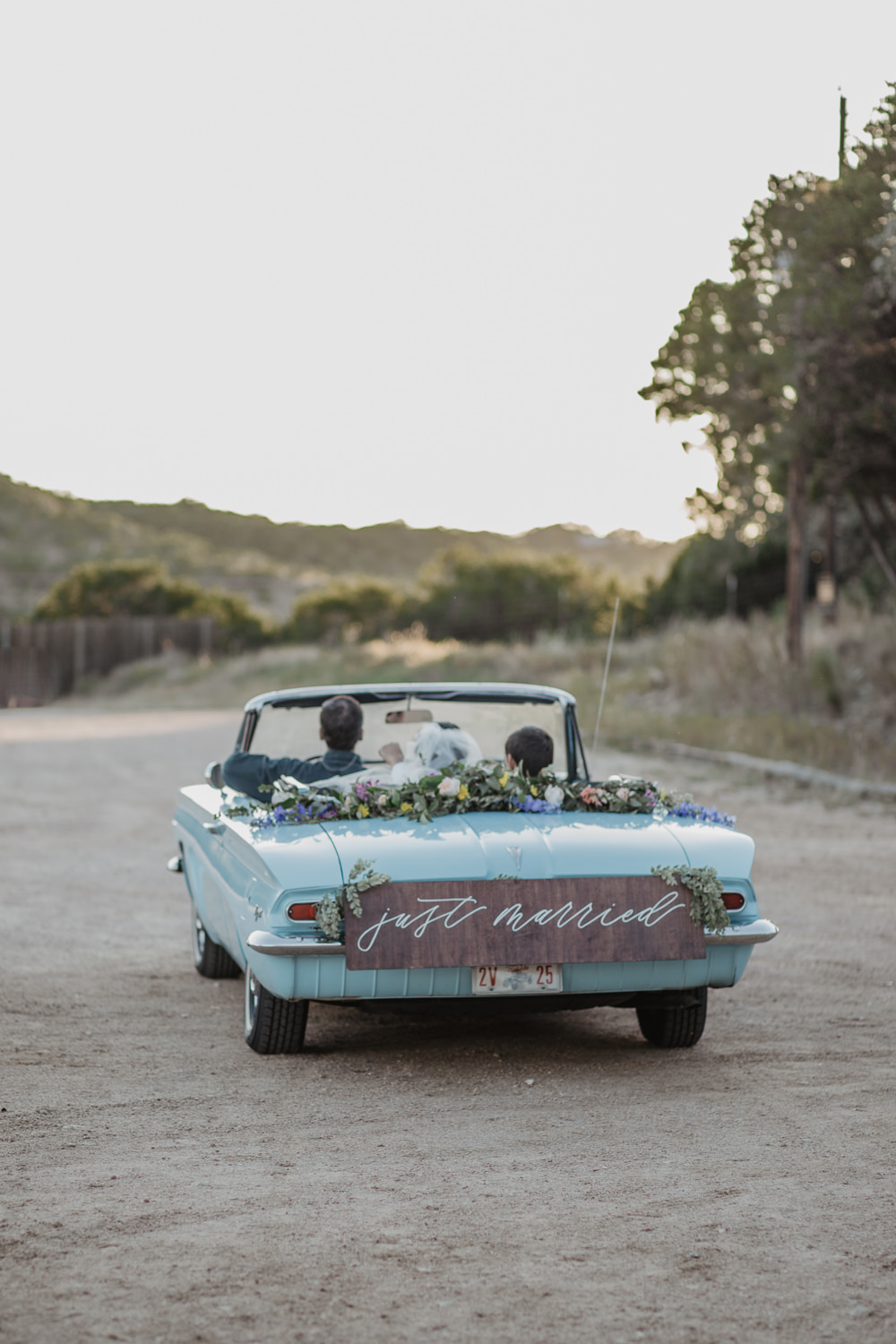 Car Transport Just Married Blue Colourful Vow Renewal Kaitlin Rodgers Photo