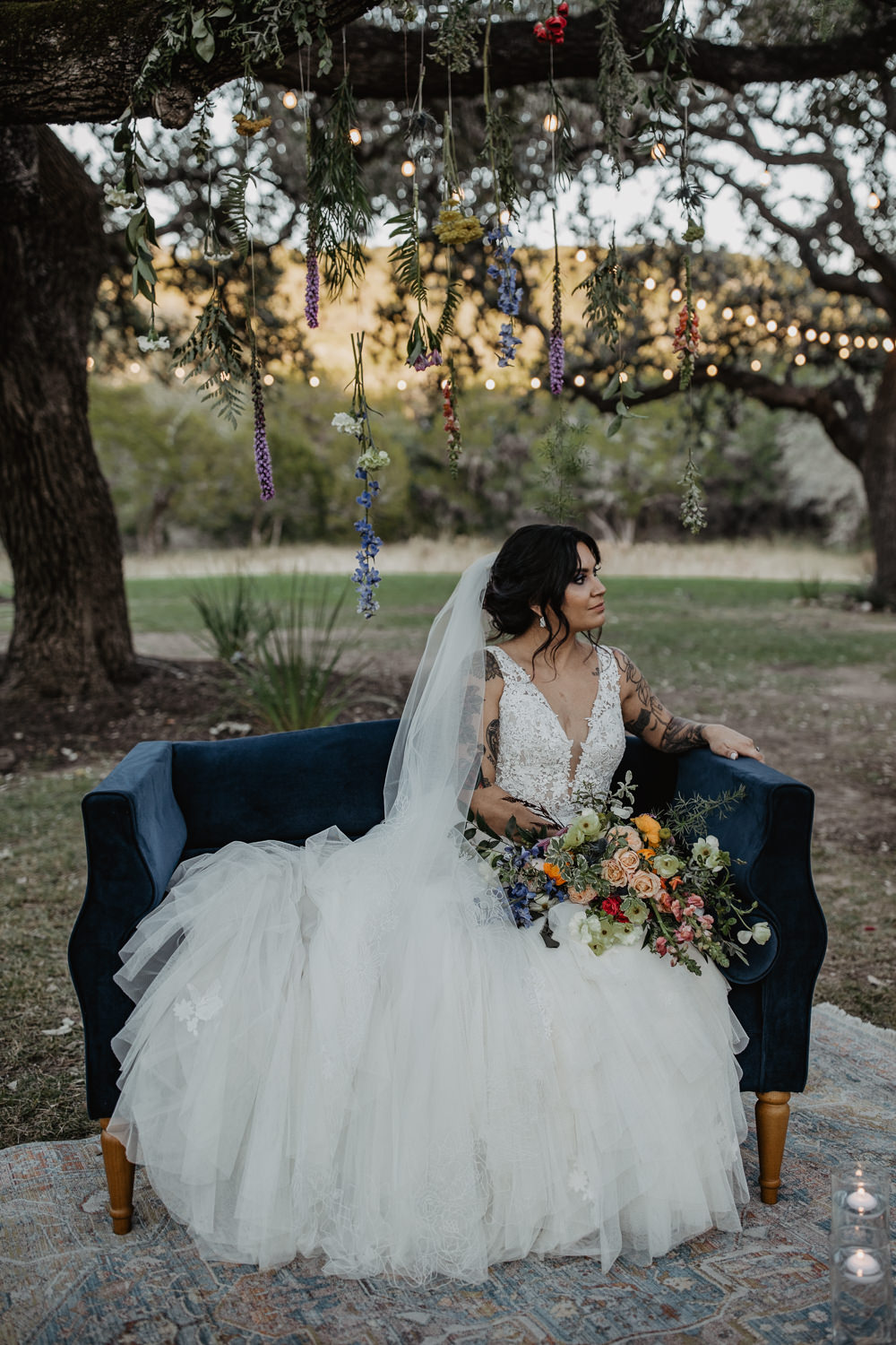 Dress Gown Bride Bridal Lace Straps Veil Colourful Vow Renewal Kaitlin Rodgers Photo