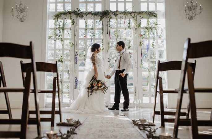 Aisle Ceremony Flower Garland Backdrop Decor Colourful Vow Renewal Kaitlin Rodgers Photo