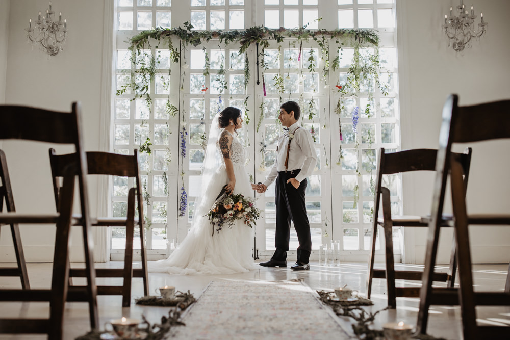 Aisle Ceremony Flower Garland Backdrop Decor Colourful Vow Renewal Kaitlin Rodgers Photo