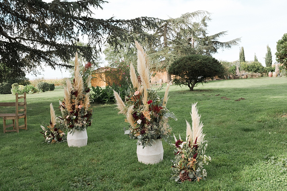 Flower Arrangements Pampas Grass Domaine du Beyssac Wedding Award Weddings