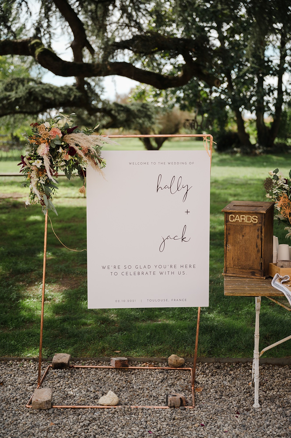 Gold Frame Sign Flowers Domaine du Beyssac Wedding Award Weddings