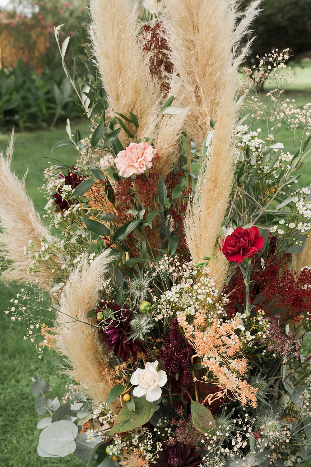 Flower Arrangements Pampas Grass Domaine du Beyssac Wedding Award Weddings