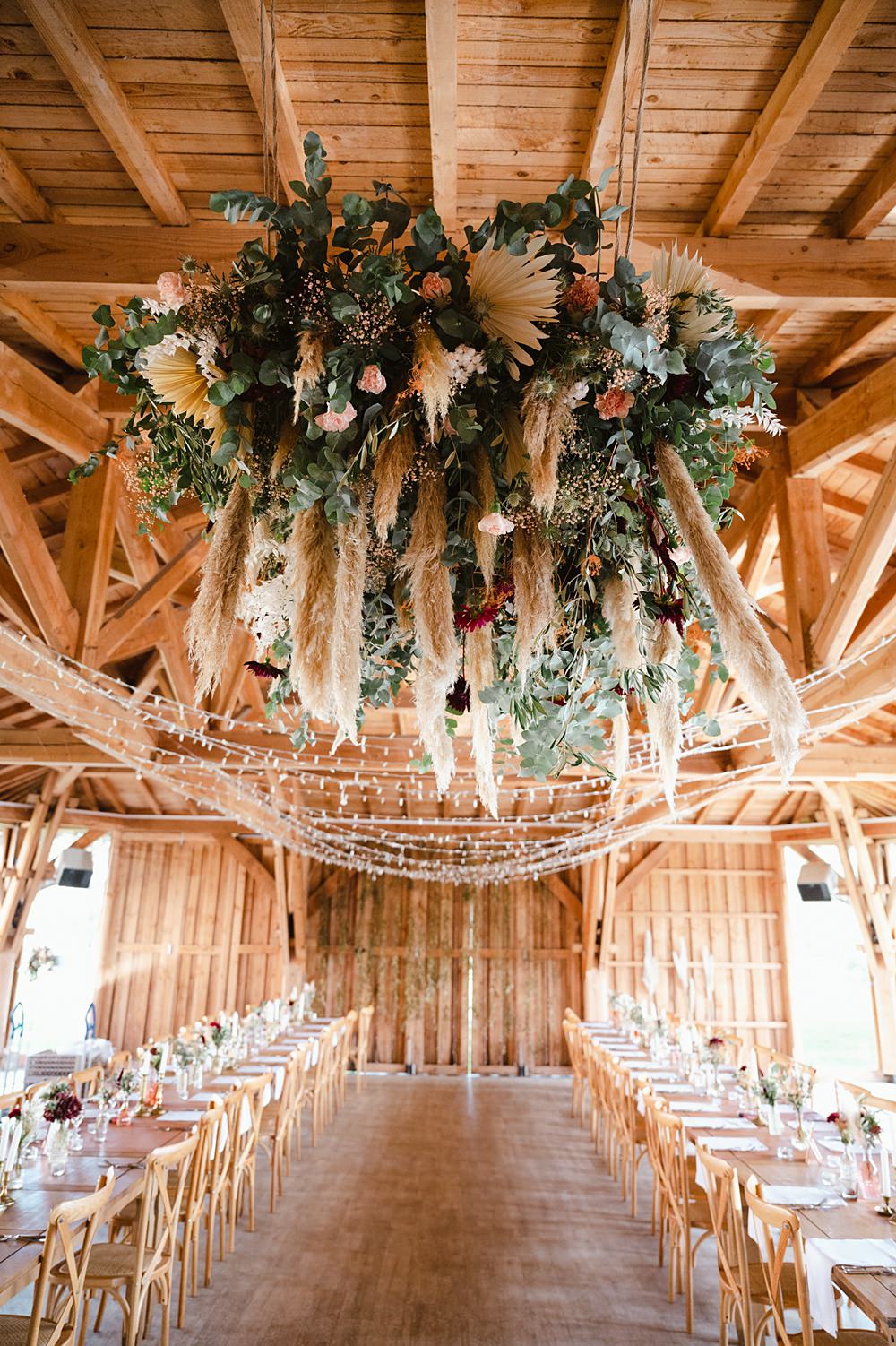 Barn Flower Arrangements Pampas Grass Domaine du Beyssac Wedding Award Weddings