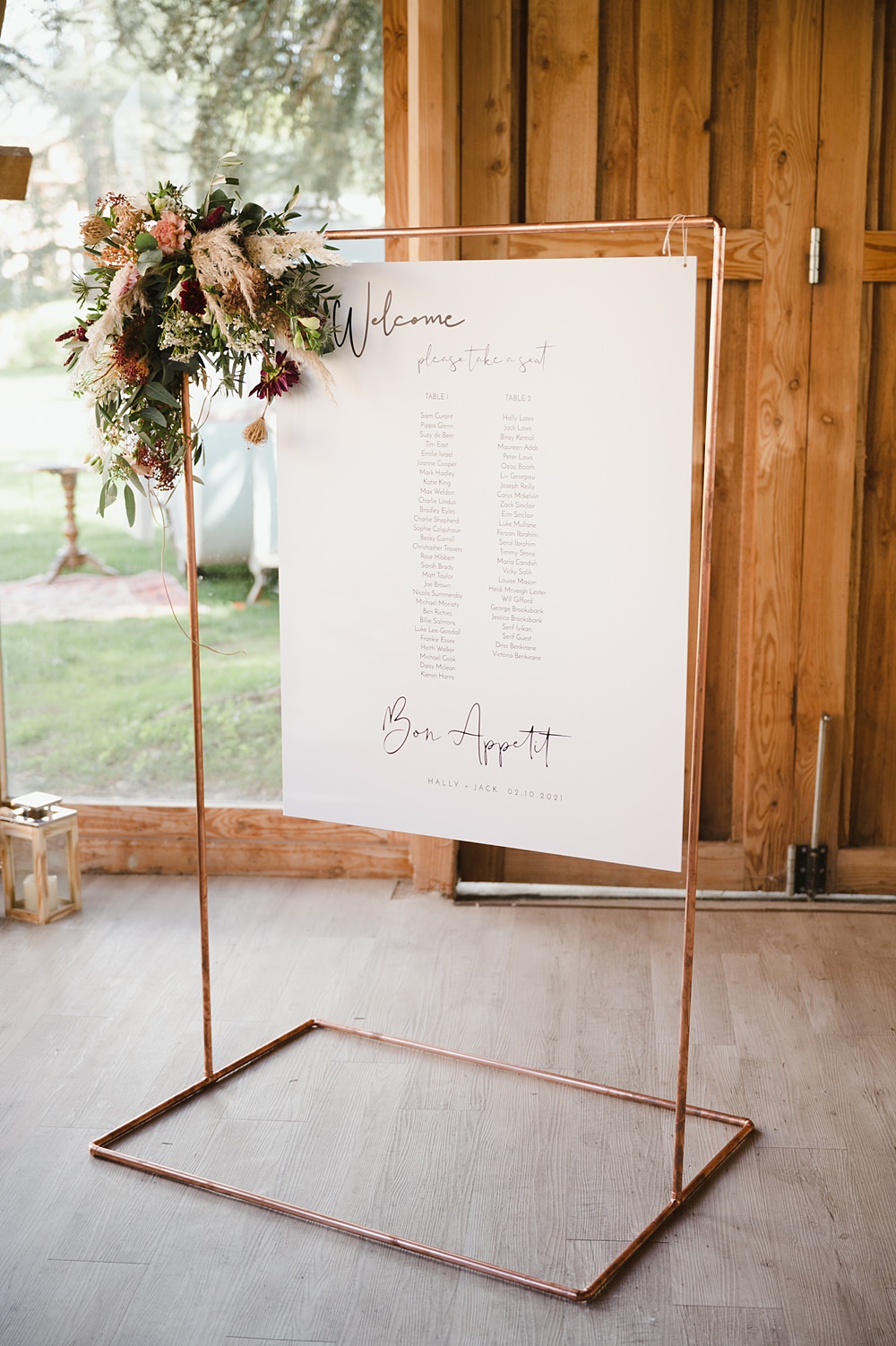 Gold Frame Sign Flowers Table Plan Domaine du Beyssac Wedding Award Weddings