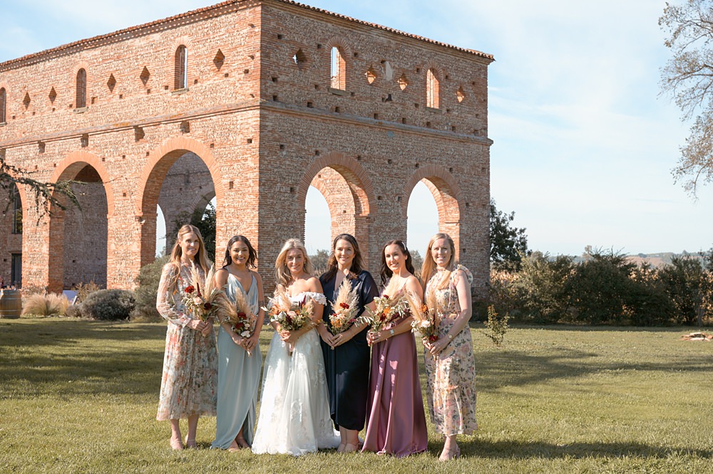 Mismatched Bridesmaids Dresses Domaine du Beyssac Wedding Award Weddings
