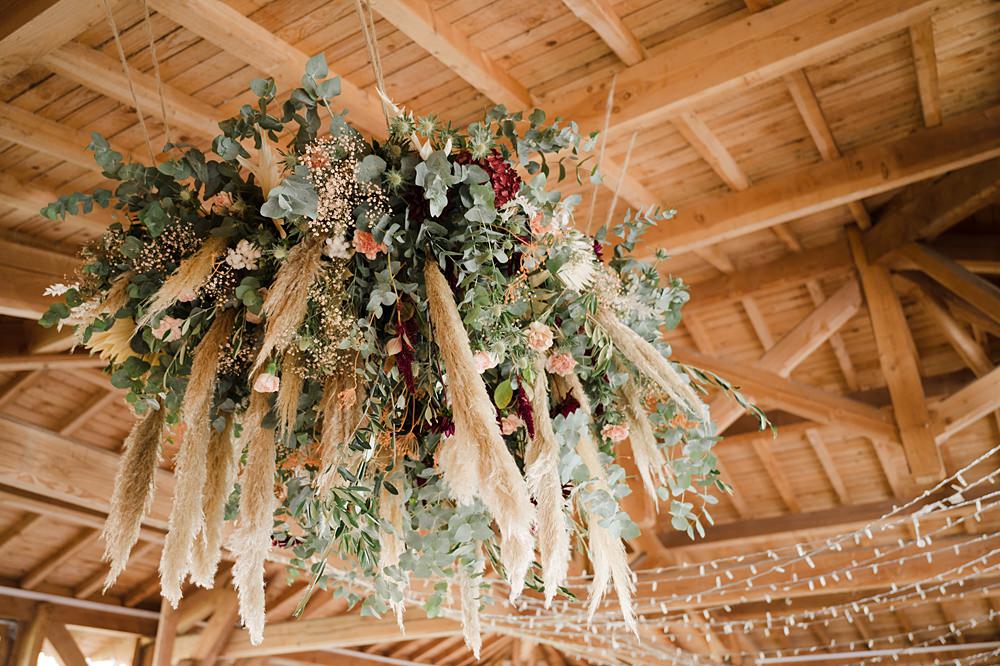 Flower Arrangements Pampas Grass Barn Domaine du Beyssac Wedding Award Weddings