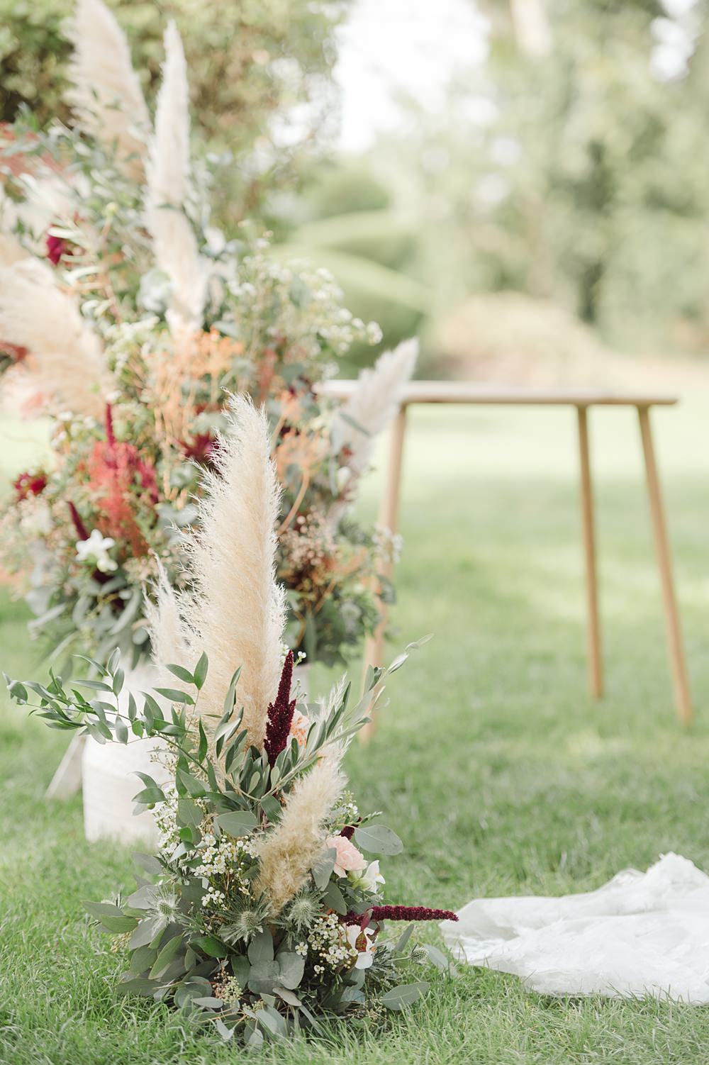 Pampas Grass Flower Arrangements Domaine du Beyssac Wedding Award Weddings