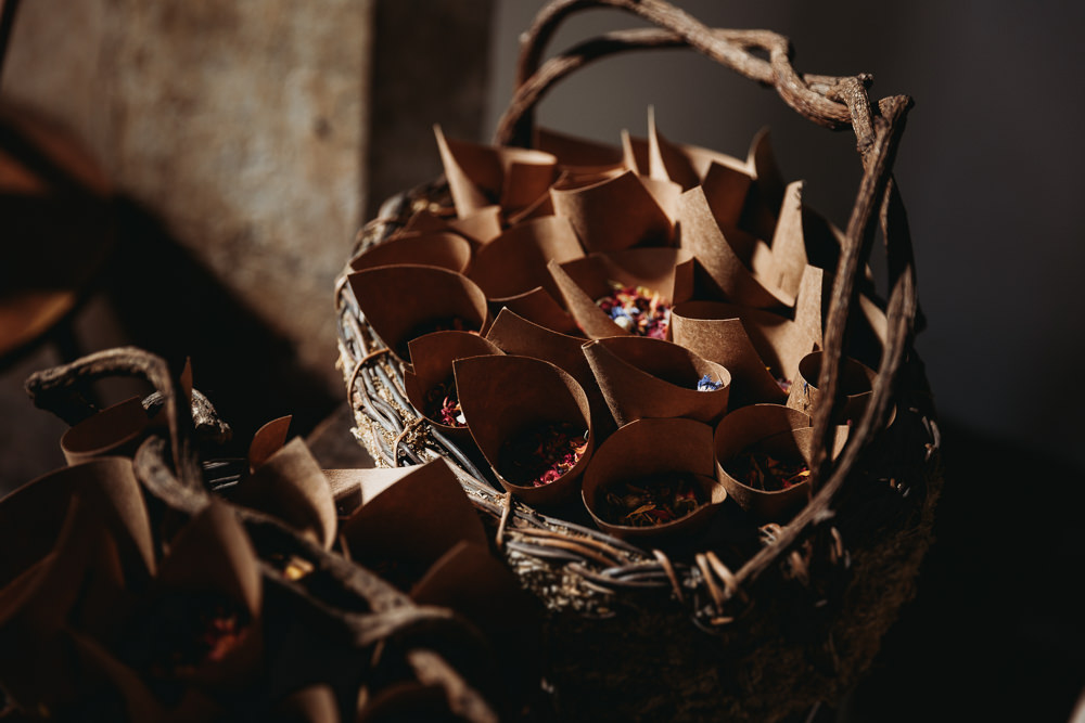 Confetti Cones Basket Eco Garden Wedding ThymeLane Photography