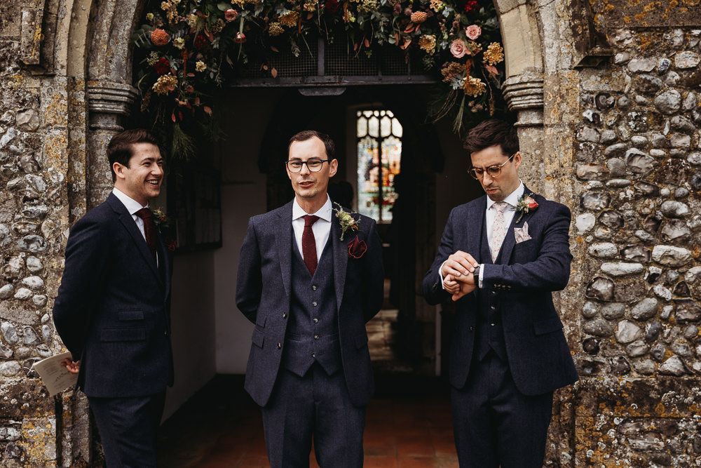 Groom Suit Navy Red Tie Groomsmen Eco Garden Wedding ThymeLane Photography