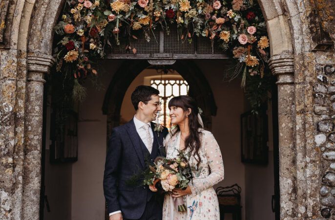 Church Flowers Arch Entrance Door Way Eco Garden Wedding ThymeLane Photography