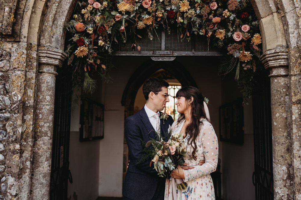 Church Flowers Arch Entrance Door Way Eco Garden Wedding ThymeLane Photography