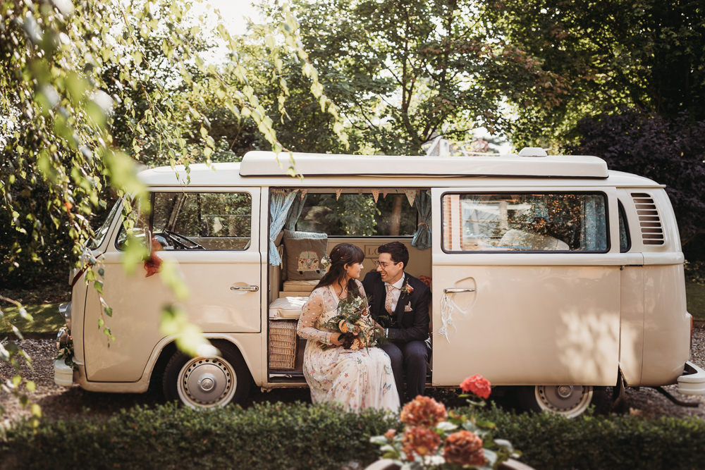 VW Campervan Tranport Eco Garden Wedding ThymeLane Photography