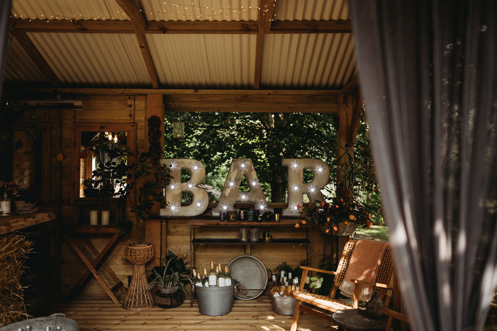 BAR Light Sign Pagoda Eco Garden Wedding ThymeLane Photography