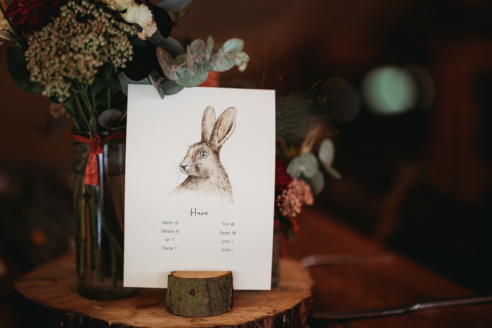 Table Centrpiece Flowers Decor Log Slice Bird Animal Name Eco Garden Wedding ThymeLane Photography