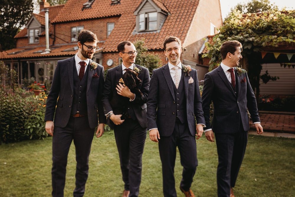 Groom Suit Navy Red Tie Groomsmen Eco Garden Wedding ThymeLane Photography