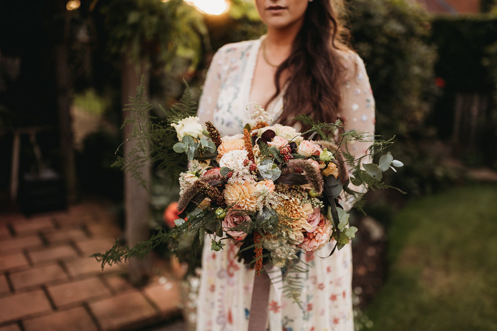 Bouquet Flowers Bride Bridal Pink Rose Greenery Eco Garden Wedding ThymeLane Photography