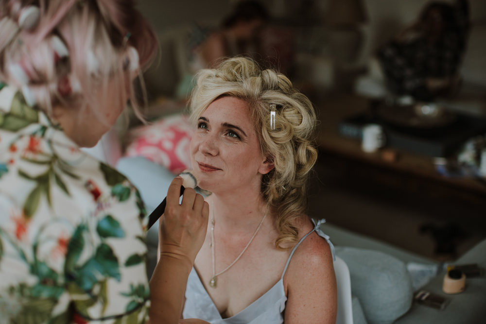 Bride Bridal Make Up Festival Farm Wedding Sam Bennett Photography