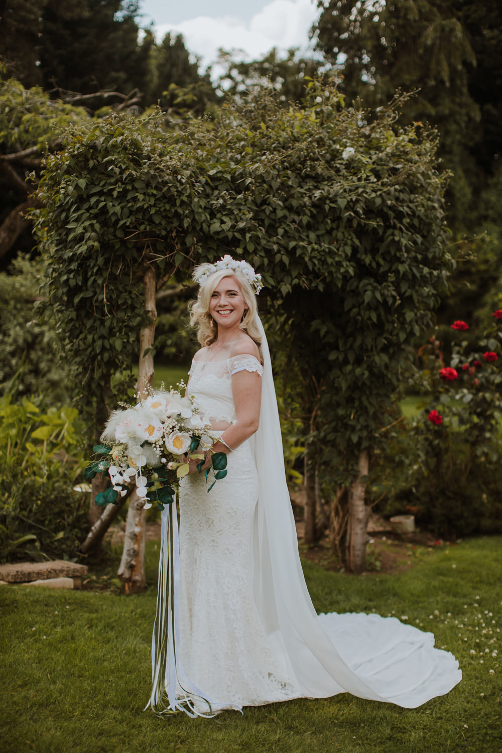 Bridal Separates Skirt Top Two Piece Veil Flower Crown Festival Farm Wedding Sam Bennett Photography