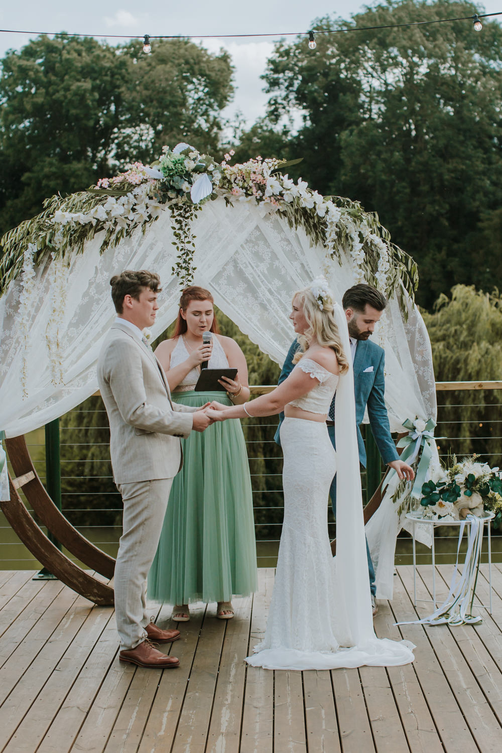 Moongate Flower Arch Hoop Backdrop Greenery Fabric Festival Farm Wedding Sam Bennett Photography