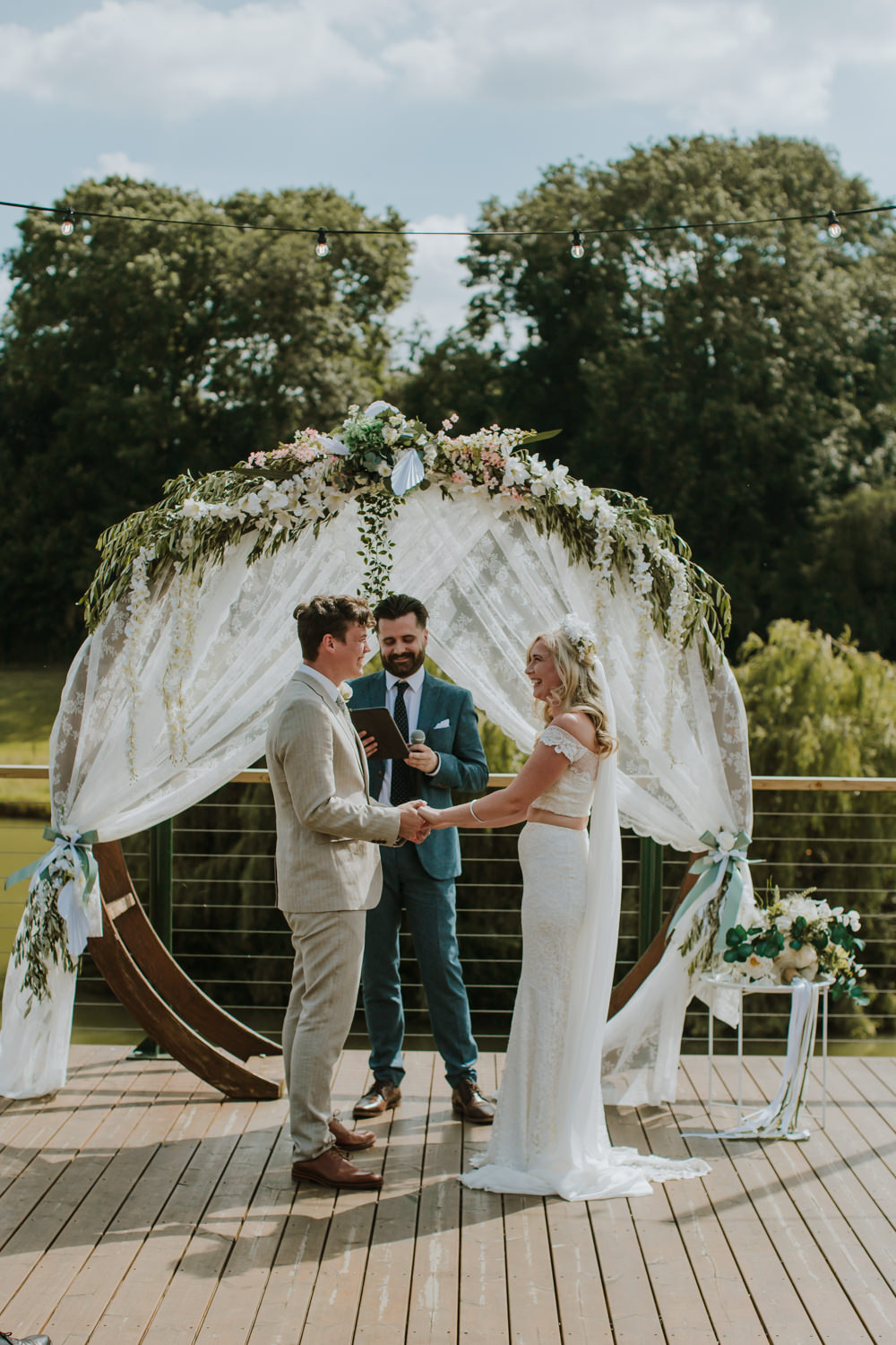 Moongate Flower Arch Hoop Backdrop Greenery Fabric Festival Farm Wedding Sam Bennett Photography