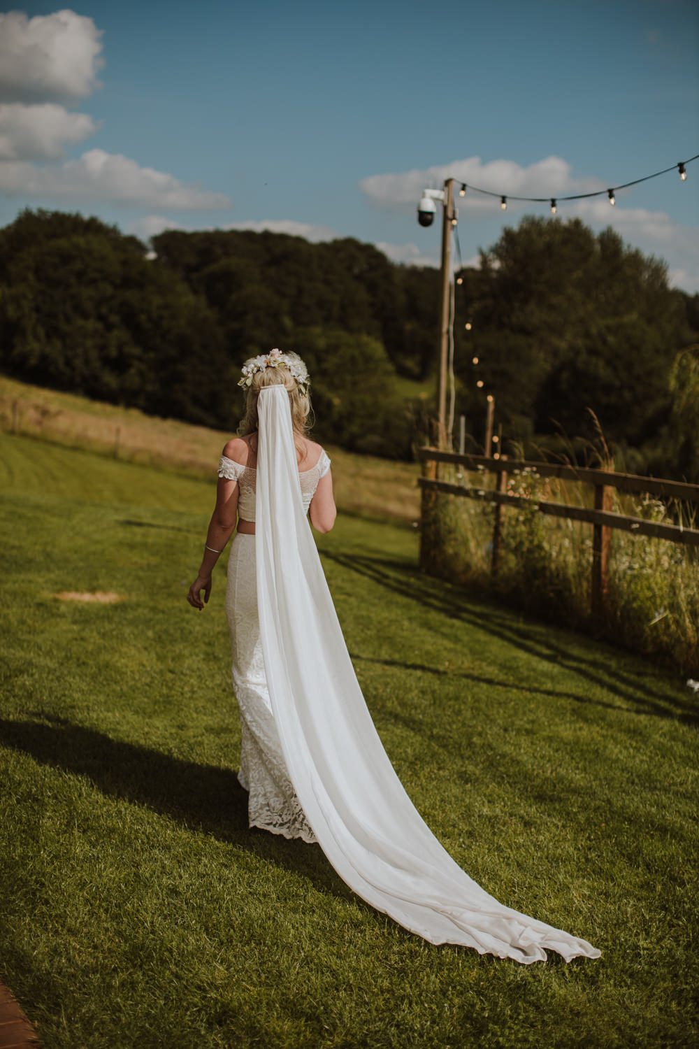 Bridal Separates Skirt Top Two Piece Veil Flower Crown Festival Farm Wedding Sam Bennett Photography