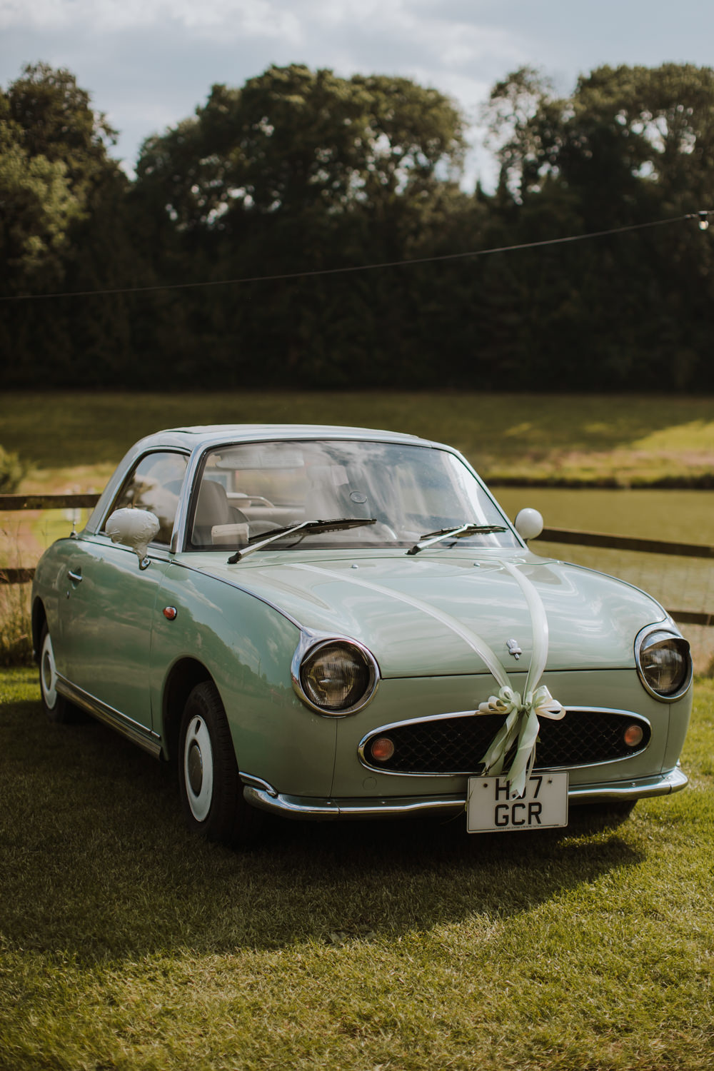 Mint Green Car Transport Festival Farm Wedding Sam Bennett Photography