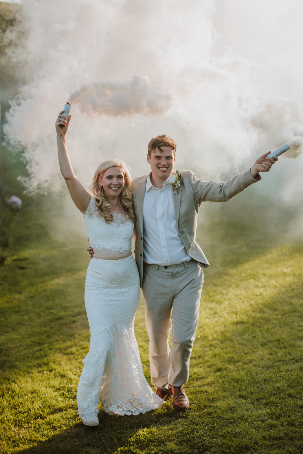 White Smoke Bomb Photo Festival Farm Wedding Sam Bennett Photography