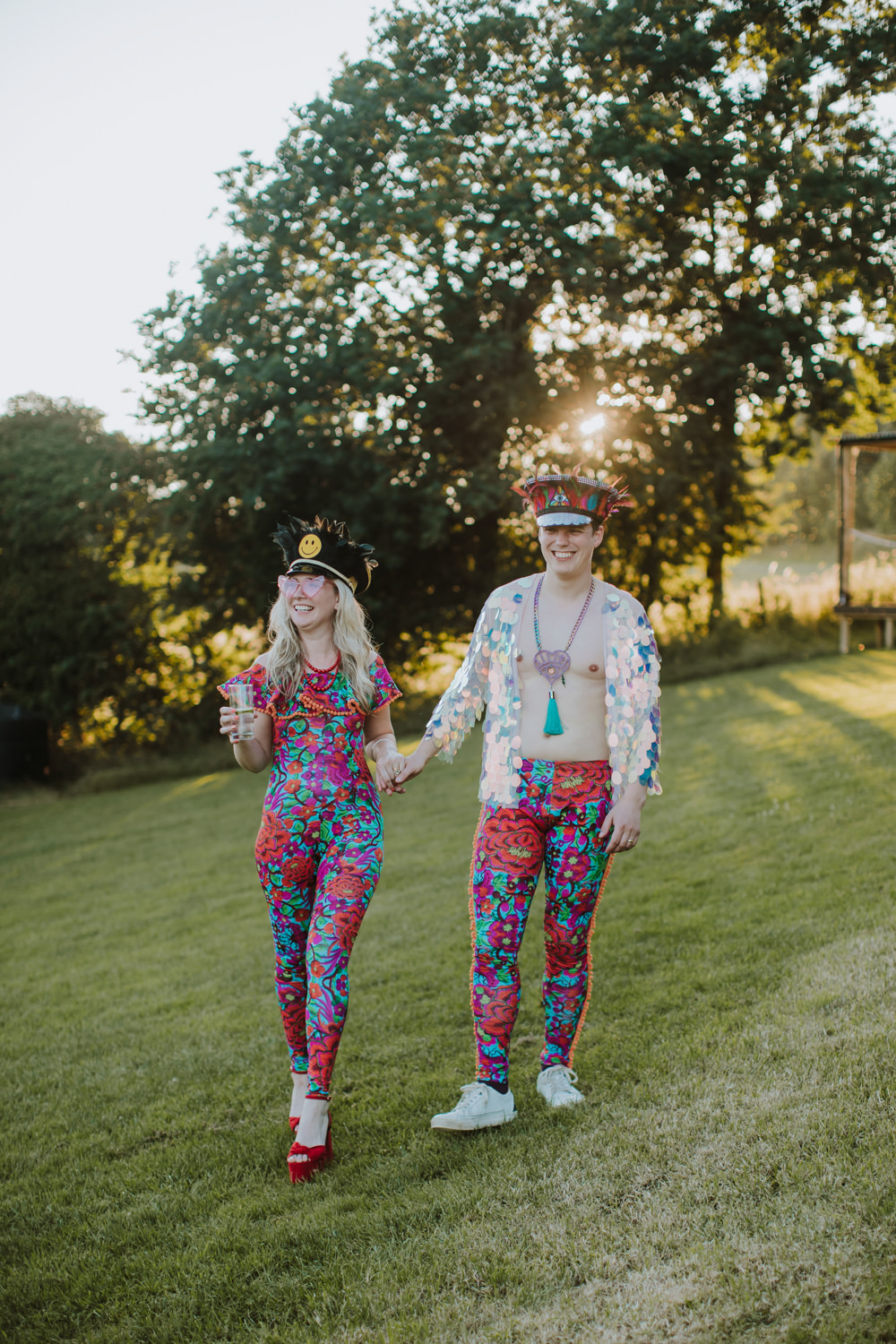 Evening Sequin Outfits Bride Groom Festival Farm Wedding Sam Bennett Photography