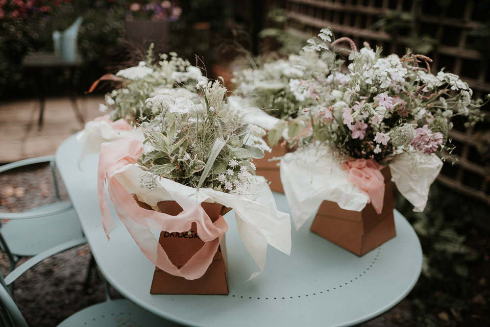 Bouquets Flowers Bride Bridal Bridesmaid White Pink Manor Gardens Wedding Paul Fuller Photography