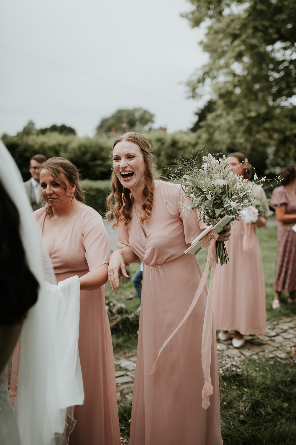 Pale Pink Bridesmaids Dress Dresses Bouquets Manor Gardens Wedding Paul Fuller Photography