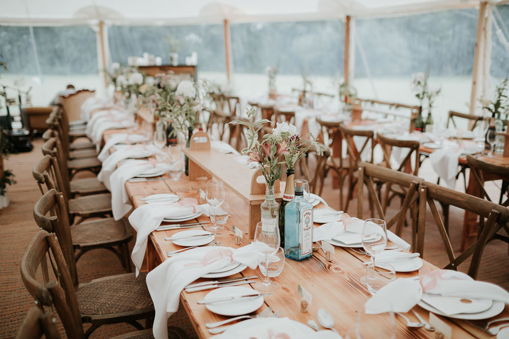 Pole Tent Marquee Long Wooden Tables Decor Manor Gardens Wedding Paul Fuller Photography