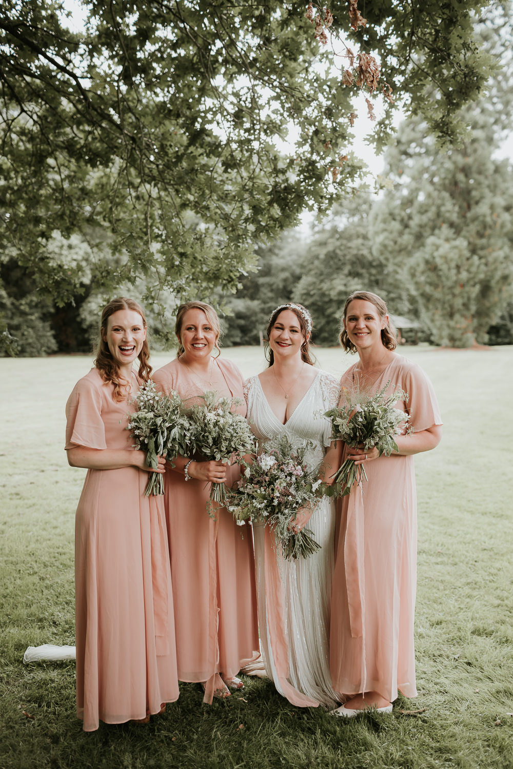 Pale Pink Bridesmaids Dress Dresses Bouquets Manor Gardens Wedding Paul Fuller Photography