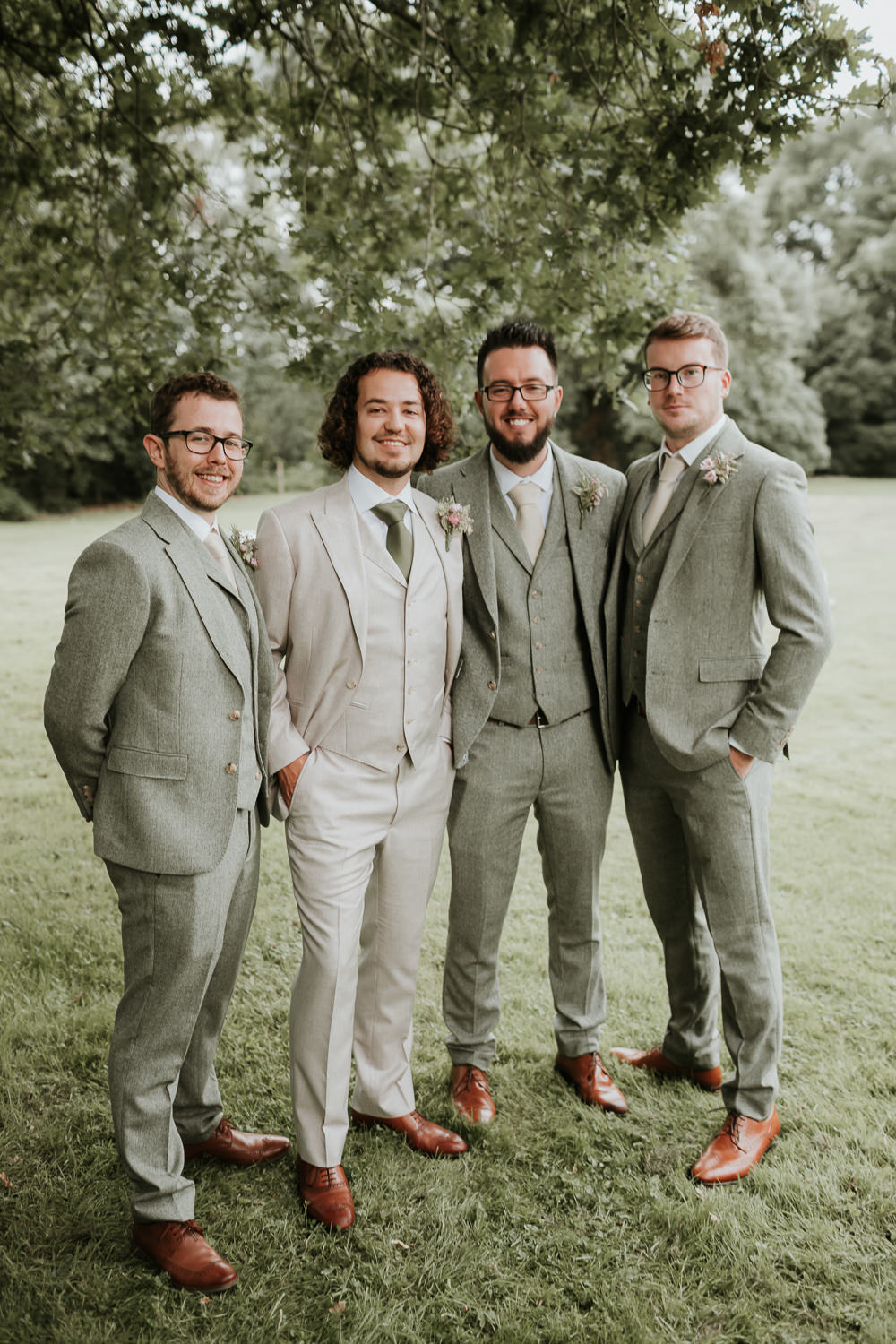 Groom Pale Grey Suit Tie Groomsmen Green Manor Gardens Wedding Paul Fuller Photography