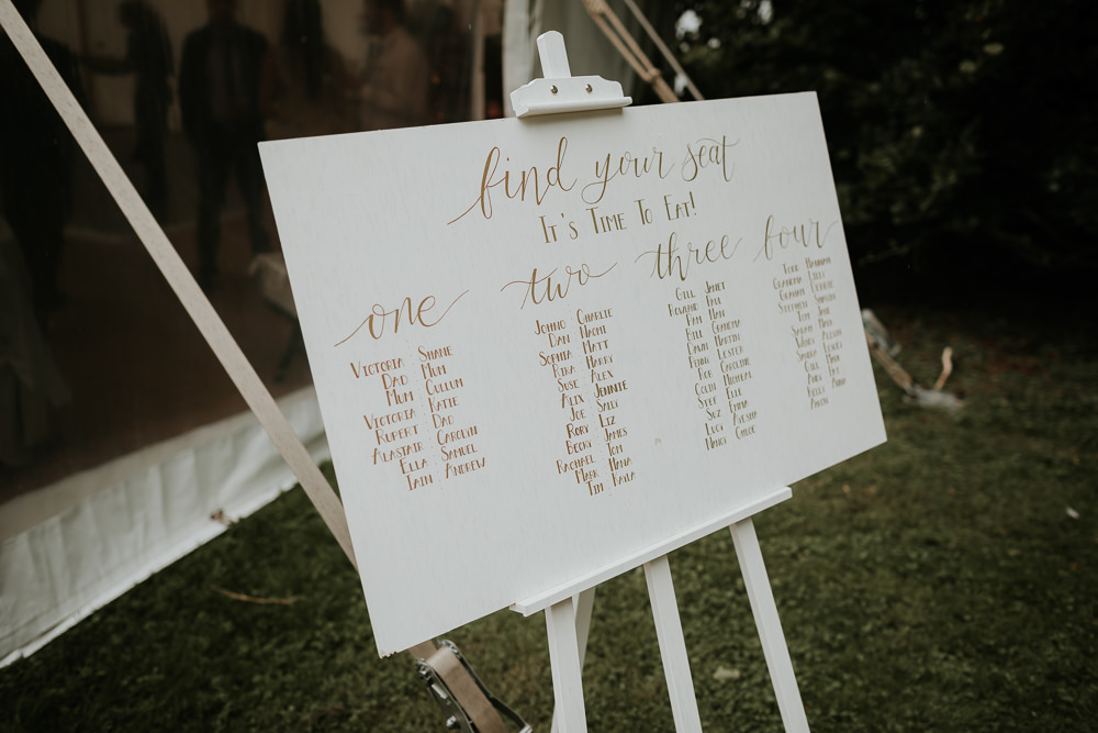 Gold Calligraphy Table Plan Seating Chart Easel Manor Gardens Wedding Paul Fuller Photography