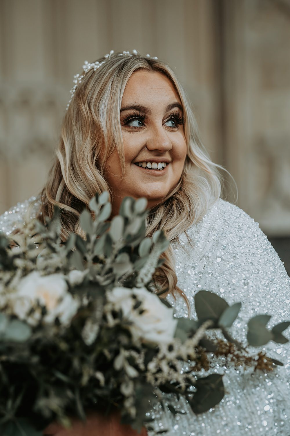 Bride Bridal Make Up Hairstyle Half Up Half Down Accessory Minimalist Barn Wedding Amber Louise Photography