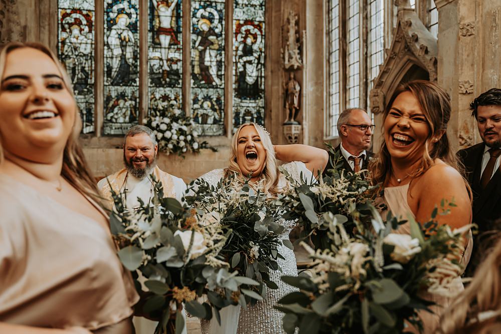 Large Greenery Eucalyptus Rose Bouquet Flowers Bride Bridal Bridesmaids Minimalist Barn Wedding Amber Louise Photography