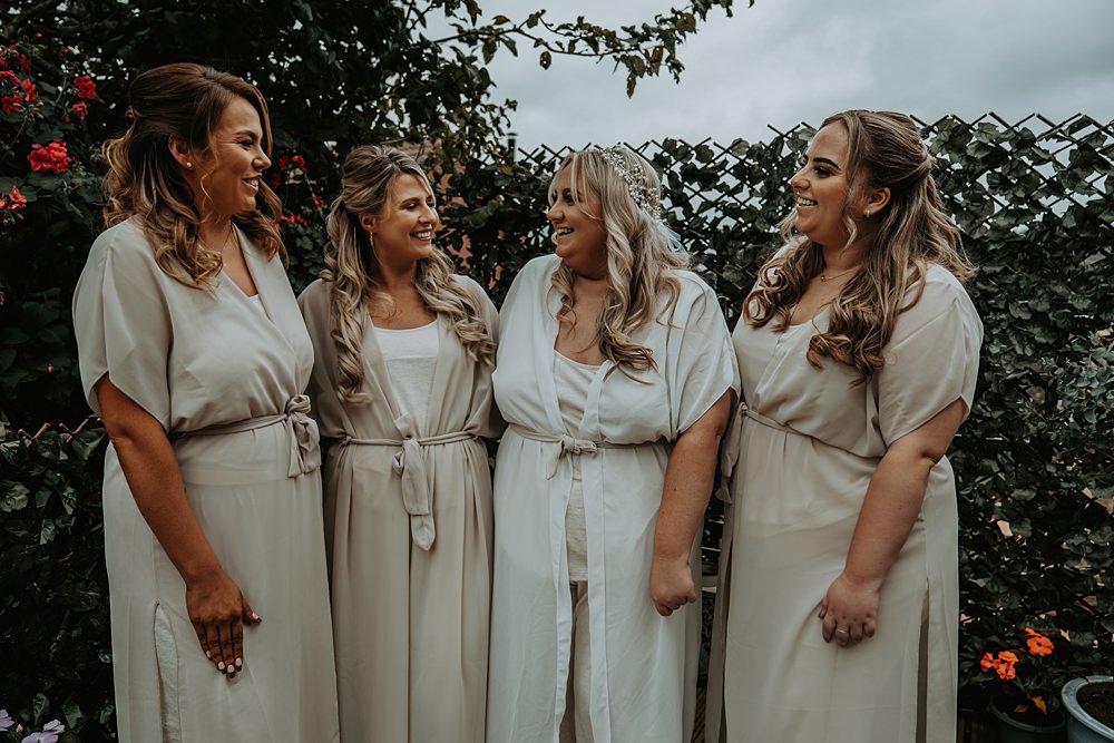 Bride Bridesmaids Robes Minimalist Barn Wedding Amber Louise Photography