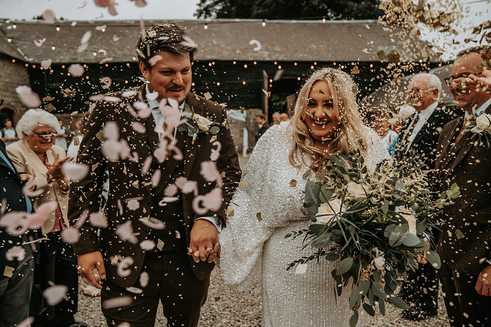 Confetti Throw Minimalist Barn Wedding Amber Louise Photography