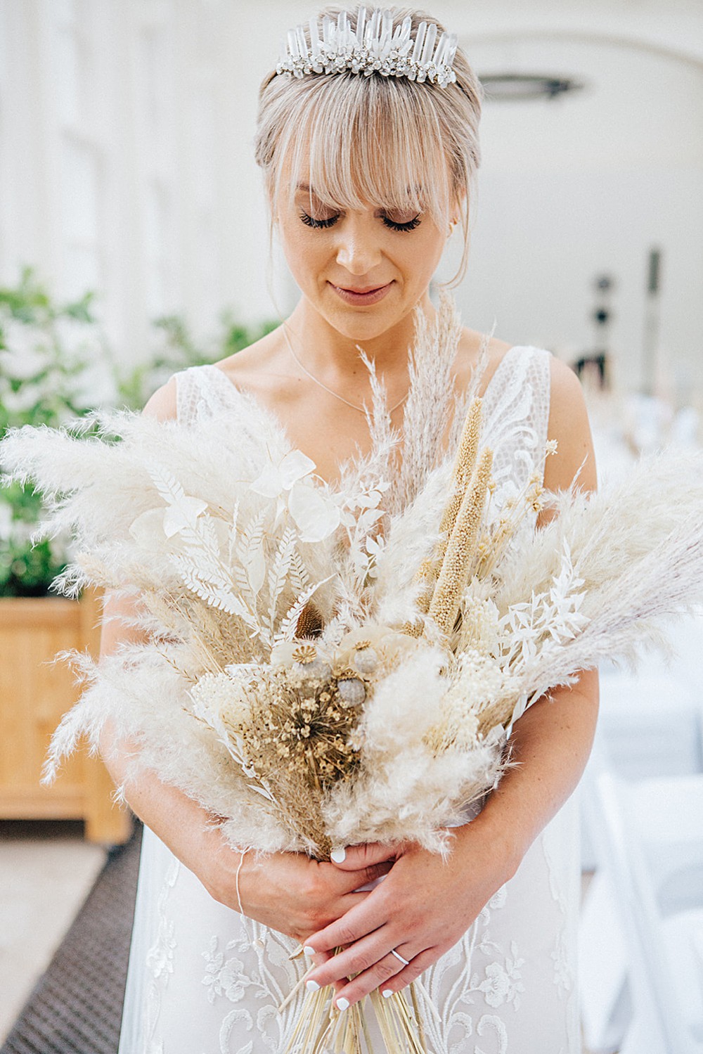 Pampas Grass Bouquet Flowers Bride Bridal Orangery Ingestre Wedding Jenny Rose Photography