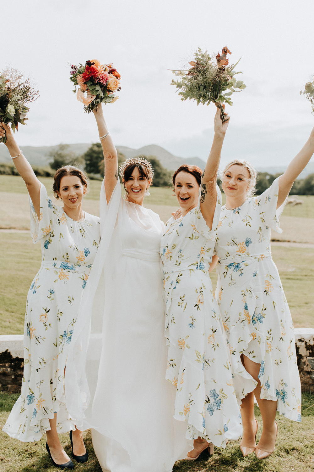 Floral Bridesmaids Dress Dresses Plas Dinam Wedding Wyldbee Photography