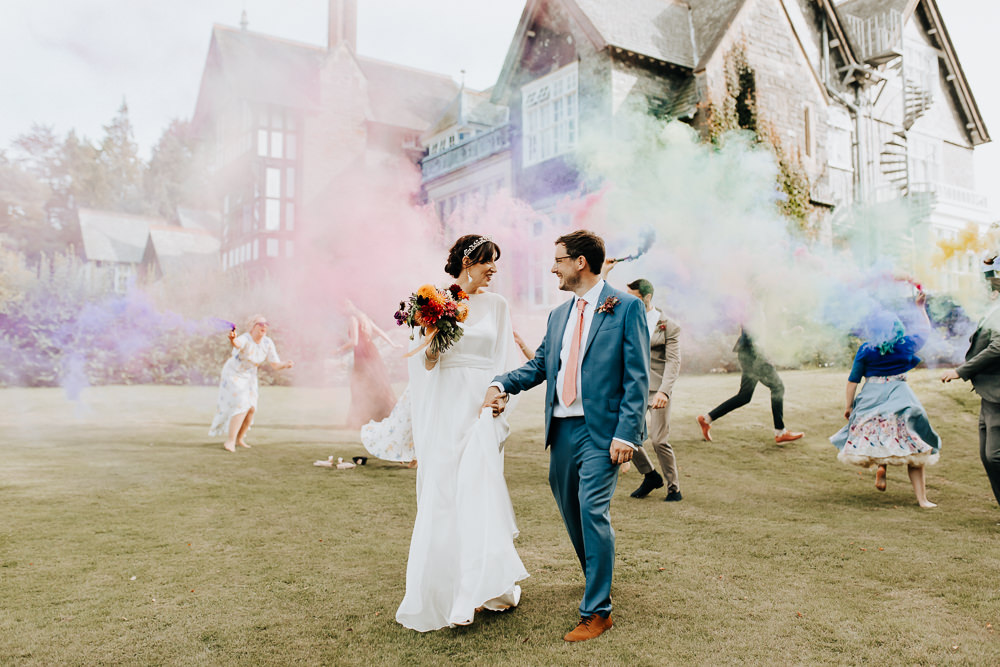 Smoke Bombs Photo Plas Dinam Wedding Wyldbee Photography