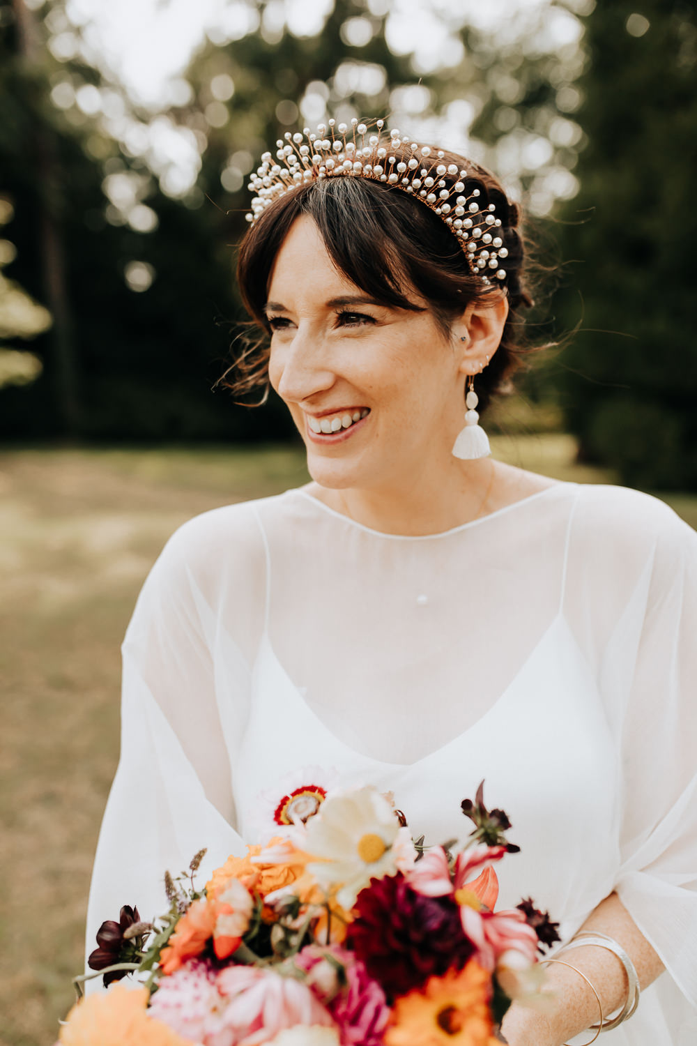 Bride Bridal Headband Earrings Fringe Hairstyle Plas Dinam Wedding Wyldbee Photography