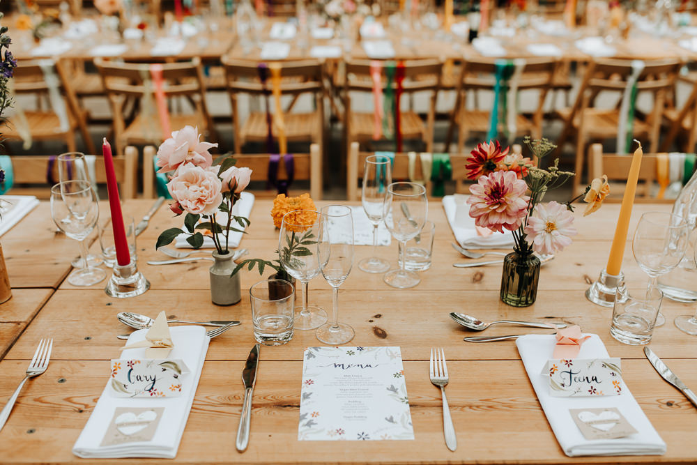Floral Menu Bottle Flowers Centrepiece Decor Plas Dinam Wedding Wyldbee Photography